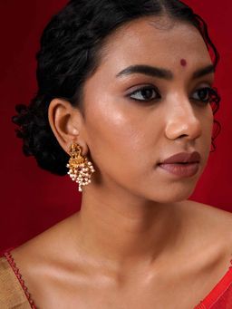 Teejh - Naila Gold White and Red Earrings