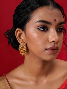Teejh - Namrata Gold Green and Red Earrings
