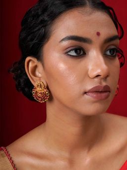 Teejh - Rahi Gold Red and Green Earrings