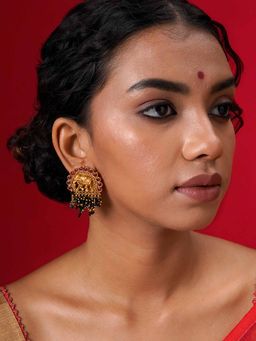 Teejh - Rama Gold Green and Red Earrings