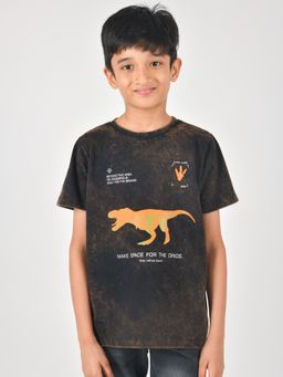 Tales & Stories - Baby Boy's Printed Brown Cotton Regular Fit T-shirt