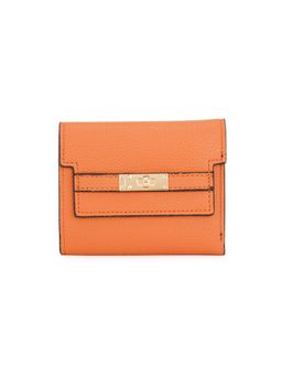 Globus - Orange Vegan Leather Textured Twist Lock Detail Bi-Fold Wallet