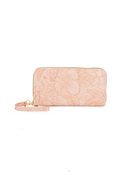 Globus - Pink Vegan Leather Floral Printed Two Compartments Wallet with Zip Coin Pocket