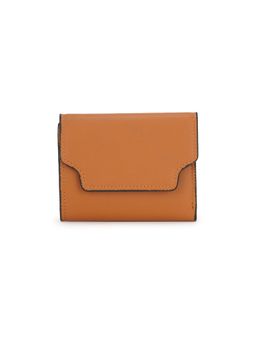 Globus - Tan Vegan Leather Textured Button Closure Bi-Fold Wallet