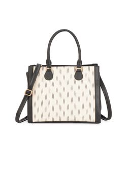 Globus - Off White Vegan Leather Ikat Print Double Handle Handheld Bag