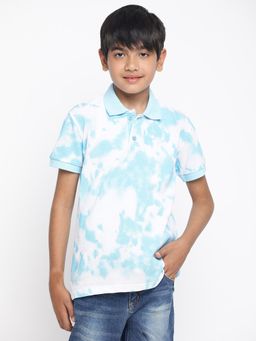 Lil Tomatoes - Boys Tie And Dye Marvel Cotton Polo T-shirt Sky