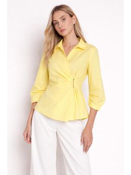Cover Story - Yellow Cotton Shirt Style Top