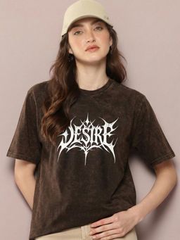 RHINO CULT - Brown and White Women Apex Weaver Graphic T-Shirt