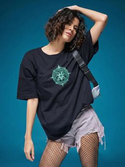 RHINO CULT - Women Gothic Eyes with Wings Graphic Print T-Shirt