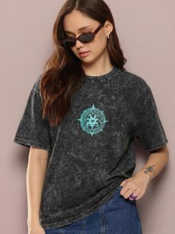 RHINO CULT - Gothic Eyes With Wings Graphic Print T-Shirt