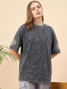 RHINO CULT - Charcoal Grey Mayan Printed T-Shirt