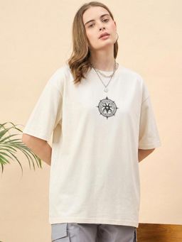 RHINO CULT - Cream Gothic Dragon Printed T-Shirt