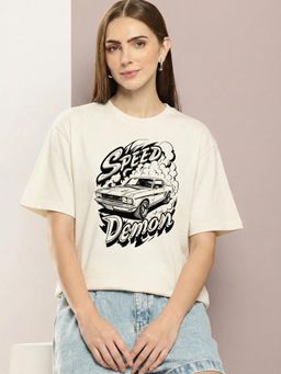 RHINO CULT - Cream Speed Demon Printed T-Shirt