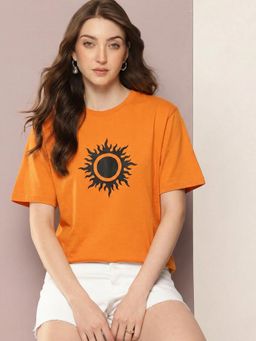 RHINO CULT - Orange Dragon Fire Printed T-Shirt