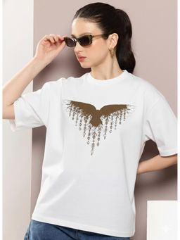 RHINO CULT - Mayan Crow White Printed T-Shirt