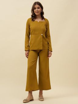 Beatnik - Mustard Yellow Square Neck Bootcut Co-Ord Set