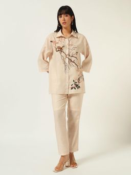 Beatnik - Cream Printed Collared Co-Ord Set