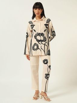 Beatnik - Cream and Black Floral Printed Co-Ord Set