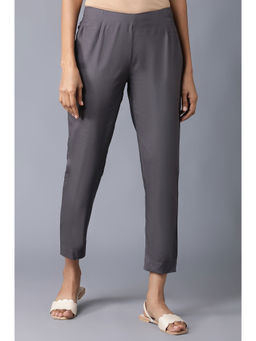 W - Grey Solid Slim Pant