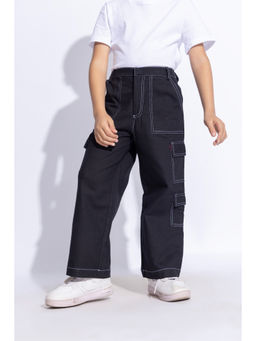 Taffy - Black Top Stitch Detailed Cargo Pant