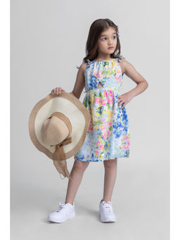 Taffy - Dobby Design Sleeveless Printed Cut Out Detail Halter Dress