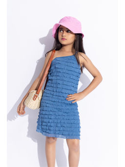 Taffy - Ruffled Layered Sleeveless Asymmetric Neck A-Line Party Dress