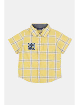 Infinity - Linen Club Cotton Checks Half Sleeves Boys Shirt -Yellow