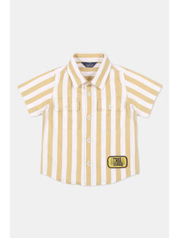 Infinity - Cord Cotton Stripes Half Sleeves Boys Shirt - Khaki