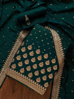 Koskii - Bottle Green Stonework Georgette Unstitched Salwar Suit