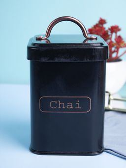 Voncasa - Chai Jar Countertop Metal Storage Jar Black Mild Steel 1 Litre