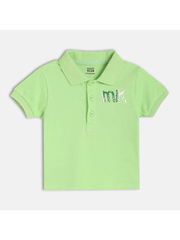 MINI KLUB - Green Cotton Half Sleeves Solid Polo T-Shirt