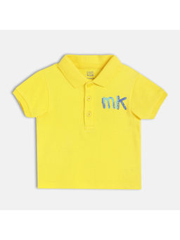 MINI KLUB - Yellow Cotton Half Sleeves Solid Polo T-Shirt