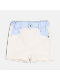 MINI KLUB - White Cotton Spandex Solid Shorts