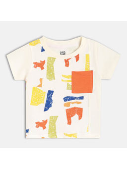 MINI KLUB - White Cotton Printed T-Shirt