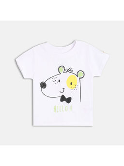 MINI KLUB - White Cotton Printed T-Shirt