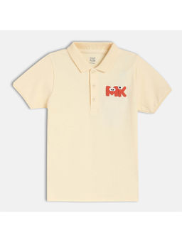 MINI KLUB - Cream Cotton Solid Polo T-Shirt
