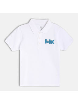 MINI KLUB - White Cotton Solid Polo T-Shirt