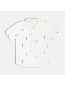 MINI KLUB - White Cotton Conversational Printed Shirt