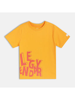 MINI KLUB - Cotton Half Sleeve Text Printed Tee - Orange