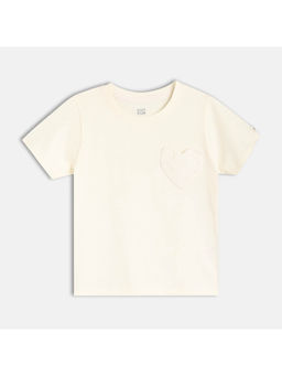 MINI KLUB - Off White Cotton Solid Knit T-Shirt