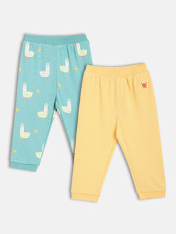 MINI KLUB - Cotton Solid & Duck Printed Knit Joggers (Pack Of 2)