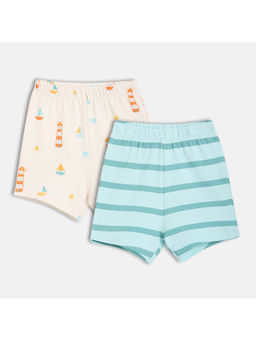 MINI KLUB - Cotton Stripes & Light House Printed Shorts (Pack Of 2)