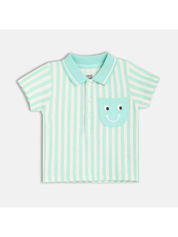 MINI KLUB - Blue Cotton Striped Polo T-Shirt