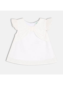 MINI KLUB - White Cotton Half Sleeves Solid Top