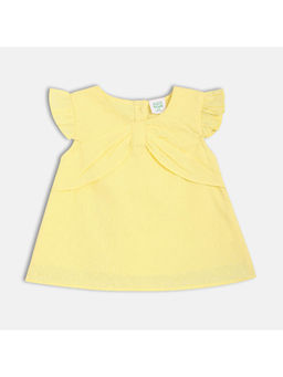 MINI KLUB - Yellow Cotton Half Sleeves Self Design Top