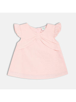 MINI KLUB - Pink Cotton Half Sleeves Self Design Top