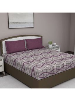 GM - Cotton Digital Print Geometric Bedsheet with Pillow Cover (90x108 inches, Purple) (Queen)