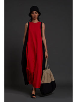 Mati - Red Colour Block Dress