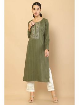 Soch - Women Green Stripes Kurta