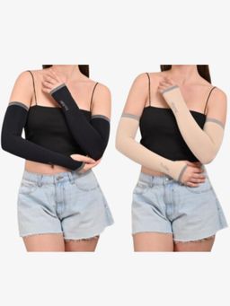 Secrets By ZeroKaata - Womens Sun Protection Arm Sleeves Riding Gloves (Pack of 2)